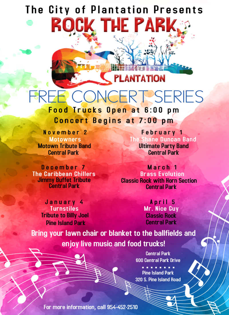 Rock the Park Free Concert Series in Plantation WeekendBrowardPalmBeach